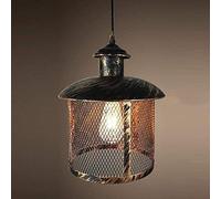 Wmmner American Country Chandelier, Vintage Industrial Ceiling Lamp E27 Single Head Adjustable Clight Bar Living Room Aisle Metal Mesh Hanging Light Baking Barn Suspension Lantern