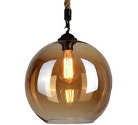 Wmmner American Country Hemp Rope Glass Ball Chandelier Industrial V-Intage E27 Loft Bar Ceiling Hanging Lamp E27 Base Single Light,Chandelier