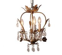 Wmmner American Gold Simple Crystal Chandelier Wrought Iron Glass K9 Crystal Country Living Room Hanging Lamp Single Head Household Balcony Aisle Corridor Entrance Ceiling Lighting E27 Commemoratio