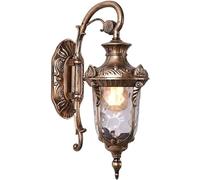 Wmmner American Retro Country Wall Lamp Bronze Outdoor Die-Aluminum Wall Mount Light Water-Grained Glass Lampshade Sconce Light,for Living Room