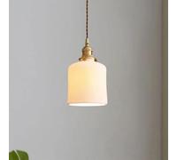 Wmmner Ancient Milk White Glass Shade Lights Japanese Ceramic Chandelier Tea Room Brass Hanging Lamps,Ceiling Chandelier/Bianco