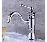 Wmmner Antique Brass Bathroom Faucet Single Handle Vintage Deck Mount Hot Cold Bath Mixer Water Tap High Antique Fashion Trend/Short Chrome