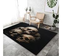 Wmmner Area Rug for Living Room, Dark Skull Oil Painting Print Soft Anti-slip Low Pile Surrealism Area Rugs, for Bedroom Living Room Kitchen Hall Entrance Carpet Mat 60 x 90 cm