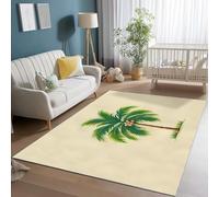 Wmmner Area Rugs for Living Room 120 x 170 cm, Soft Modern Minimalism Palm Trees Print Rugs, Washable Non-Slip Short Pile Green Light Brown Carpet, for Living Room Bedroom Dining Room Office