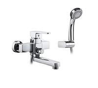 Wmmner Bath Mixer Tap Bath Shower Faucets Set, Hot and Cold Water Single Handle Wall Mounted Shower Decoration Kit with Hand Held Shower,B/C