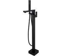 Wmmner Bath Mixer Tap Floor Mount Bathtub Faucet Freestanding Tub Filler, Standing High Flow Swivel Spout Shower Faucets with Handheld Shower Mixer Taps/Nero