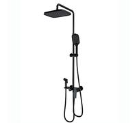 Wmmner Bath Mixer Tap Shower Mixer Set with Shower Head, Black Shower Set Wall Mount Shower Faucet Single Handle Rain Mixer Shower Set with Waterfall Tub Spout, 3 Mode Handheld Shower, Bide
