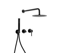 Wmmner Bath Mixer Tap Wall Mounted Shower Faucet for Bathroom with High Pressure 8/10/12" Rain Shower Head and 2-Setting Handheld Shower Set,Tat & Hot and Cold Valve, Blackened