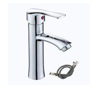 Wmmner Bathroom Basin Sink Bathroom Faucet Deck Mounted Cold Basin Mixer Taps Black Lavatory Sink Tap Faucets/B Chrome and Hose/G1/2_Abs Plastic