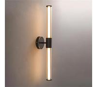 Wmmner Bathroom Vanity Light Fixture Wall Sconce, 12W 3000K Warm Light Glass Long Tube Wall Light, 22.8In Linear Sconce Wall Lighting, Black Indoor Wall Mounted Lamp