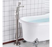 Wmmner Bathtub Faucet Bathroom Bath Spout Shower Floor Mount Shower Set Mixer Valve 1 2 Function Bathtub Filler Mixer Taps Nickle/Black/Chrome, a/Borstad Nickle B/a