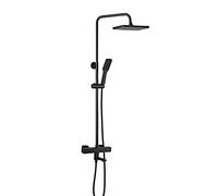 Wmmner Black Bathroom Rain Shower Set - Mixer Shower System with Rotating Fcet & Handheld Shower - Complete Bath Shower Mixer Set for Ultimate Relaxation and Modern Design