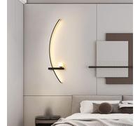 Wmmner Black Led Wall Sconce Modern Metal Linear Wall Light Indoor Led Bathroom Wall Lamp Compatible with Bedroom Bedside/Left/55Cm