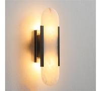 Wmmner Brass Alabaster Wall Sconces, Natural Marble Lampshade Wall Light, Indoor Bathroom Vanity Light Fixtures, Nordic Style Stone Wall Lamp for Living Room Dining Room Stairs Bedroom Hallway/K/35Cm