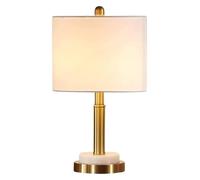 Wmmner Brass Metal Tube Table Lamp White Drum Shade Decorative Modern Marble Night Lights, Dining Chandelier/25 * 46Cm/Remote Contro Lswitch