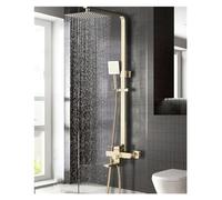 Wmmner Brushed Gold with Gold Shower Modern Combo Set Bathroom Rainfall Shower Head Hot Cold Wall Mount Mixer Tap Europen Type,Shower