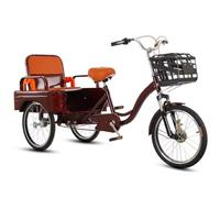 Wmmner Cargo Trike with Back Cabin,Tandem Tricycle with Foldable Back Seat,Cruiser Trike for Adult and Senior,Hydraulic Front Fork,3 Wheels Bicycle,Rickshaw with Pedals