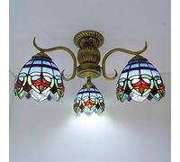 Wmmner Ceiling Light, 3 Light,5 Light,Vintage Stained Glass Flush Mount Ceiling Lamp, Retro Decoration Hanging Light for Living Room Bedroom Dining Room [Energy Class a ++],31