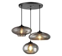 Wmmner Chandelier 4 Lights Light Smoke Grey Glass Semi Flush Mount Hanging Ceiling Lamp DIY Cluster Chandeliers with Led Chip Bulb for Island Bar Kitchen Hallway Living Room Farmhouse (Color : Gold-/