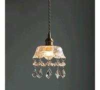 Wmmner Chandelier, Modern Brass Pendent Lamp Transparent Crystal Glass Chandelier Bedroom Bedside E27 Hanging Small Light Aisle Entrance Bar Ceiling Led(C)/One Color/a