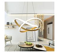 Wmmner Chandelier, Modern Chandeliers Led Chandelier Lamp Remote Control Art Fashion round Line Lustres Circle Lighting Compatible with Living Room Dining Chan(Whitewarmwhite,Dia70Cm58W)/Goldremotecon