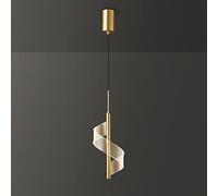 Wmmner Chandeliers Brass Led Light Modern Hanging Lamp with Spiral Acrylic, Bedroom Bedside Decor Lighting Fixture Copper Chandelier, Kitchen Island Dining Table Drop Ceiling Lamps(1-Light)