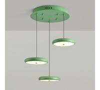 Wmmner Chandeliers Modern Led Round Light Cream Style Iron Hanging Lighting Fixture, 50W 3 Color Adjustable Island Light for Kitchen, Acrylic Shade Metal Ceiling Light(Noir,Round)/Green/Round