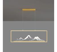 Wmmner Chinese Style Mountain Chandelier Simple Aluminum Restaurant Lamp Led Dimmable Strip Pendent Lamp Industrial Style Bar Restaurant Decoration Hanging Light/Gold/80Cm