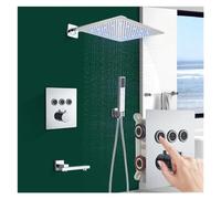 Wmmner Chrometatic Shower Faucet Set Led Thick Rainfall Shower Head Abs Plastic Handheld Plastic Handheld Hot Cold Mixer Crane,Shower