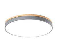 Wmmner Circular Ceiling Light with Wood Nordic Recessed Installation Fixture Fashionable Ultra Thin Lighting Bright Household Flat Lamp for Living Room Basement/Ash/15.7In