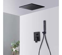 Wmmner Concealed Black with Hose 10 Rain Shower Mixer Set, Rainfall Showers Head Square Copper for Bathroom-C_10 in/a/10 in