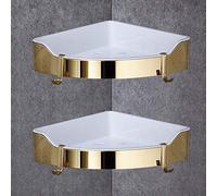 Wmmner Corner Shower Caddy Bathroom Shelves Corner Shelf Golden Stainless Steel & Abs Bathroom Shelves Chrome Wall Mount Triangle Shower Caddy Rack Bath Accessories/Black Two Ti,Gold Two Tier/Gold Two
