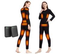 Wmmner Cozy Electric Heated Underwear Shirt and Pant, 16 Areas Heating USB Battery Power Thermal Long Johns Set for Outdoor Sport/Woman/L