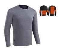 Wmmner Cozy Womens Mens Heated Underwear Set, Winter Warm USB Electric Thermal Long Shirt Pants Long Johns Set with Fleece Lined for Winter Sports/Men- Gray Top/M