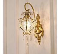 Wmmner Creative European Style American Lamp E14 Iron Art Decoration Wall Light French Crystal 1-Light Wall Lamp Wall Spotlight Living Room Bedside Mirror Headlight,