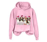Wmmner Cropped Sweatshirt Zip up Women's Winter round Neck Christmas Loose Casual Warm Long Sleeved Sweatshirt Cute Little Dogs Pattern Design Cozy and Warm Comfy Outfit Set Soft inside Fashion Look/P