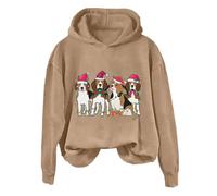 Wmmner Cropped Sweatshirt Zip up Women's Winter round Neck Christmas Loose Casual Warm Long Sleeved Sweatshirt Cute Little Dogs Pattern Design Cozy and Warm Comfy Outfit Set Soft inside Fashion Look/B