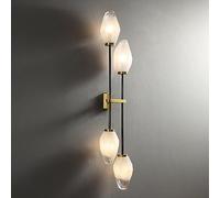 Wmmner Crystal Wall Mount Long Arm Light Mid Century Wall Sconce 2-Lights White Black Gold Vanity Wall Lamp 4 Lights Linear Bar Hallway Lighting for Bedroom Living,1 Light-A/2 Lights/a