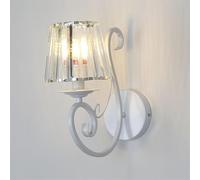 Wmmner Crystal Wall Sconce Retro Indoor Wall Lamp Nordic Bedside Reading Wall Light, E14 Hardwired Iron Wall Lighting in Green/Gold/White Finish, Vintage Prism Crystal Candle Sconces