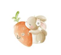 Wmmner Decorative Animal Themed Night Light Wall Clock Cute Cartoon Fox Silent Clock W/Led Light & USB Interface Wall Lamp Clock for Kids Room Dining Room