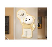 Wmmner Decorative Bear Night Light Wall Clock W/Warm Led Light Modern Silent No Ticking Lighted Clock Wall Lamp W/Remote Control for Living Room Dining Room