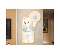 Wmmner Decorative Bear Night Light Wall Clock W/Warm Led Light Modern Silent No Ticking Lighted Clock Wall Lamp W/Remote Control for Living Room Dining Room