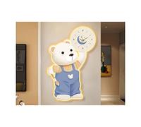 Wmmner Decorative Bear Night Light Wall Clock W/Warm Led Light Modern Silent No Ticking Lighted Clock Wall Lamp W/Remote Control for Living Room Dining Room