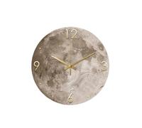 Wmmner Decorative Round Moon Surface Wall Clock W/Led Light Modern Minimalist Sandstone Wall Lamp Clock Glowing in Thek for Living Room Dining Room
