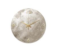 Wmmner Decorative Round Moon Surface Wall Clock W/Led Light Modern Minimalist Sandstone Wall Lamp Clock Glowing in Thek for Living Room Dining Room
