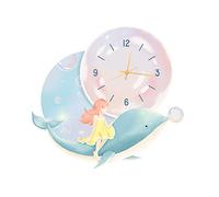 Wmmner Decorative Wall Lamp Clock for Living Room Decor Creative Girl & Silent Non Ticking Wall Clock W/Led Light & USB Interface for Kids Dining Room