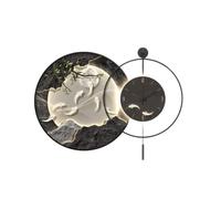 Wmmner Decorative Wall Lamp Clock W/Led Light Chinese Style Nine Fish Wall Hanging Decorative Painting Clock Glowing in Thek for Living Room Dining Room