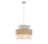 Wmmner Dinning Light Modern Rattan Lights Kitchen Island Hand Woven Rustic Adjustable Boho Fabric Dining Room Bedroom Foyer/White