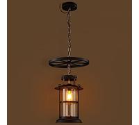 Wmmner Dinning Light Style Wagon Wheel Kitchen Island with Clear Glass Lampshade Matte Black Hanging Lamps Fixtures Over Table
