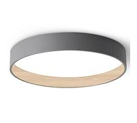 Wmmner Disc Shaped Metal Ceiling Lighting Vintage Imitation Wood Grain Flat Light Fashionable Semi Mount Lamp Tricolor Dimmable Panel Lights Kitchen Laundry Stairwell Basement/Ash/19.7In